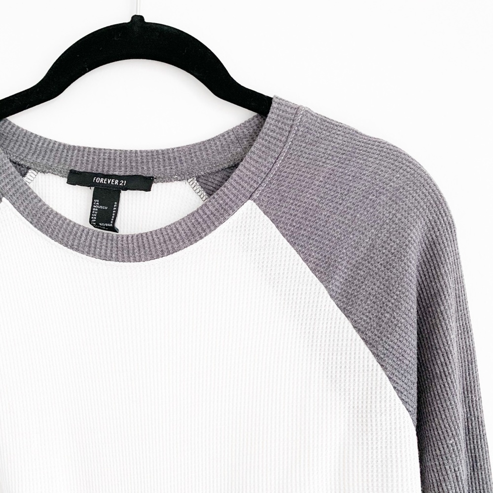 F21 Colorblock Raglan Waffle Knit Top Small - Picture 3 of 5
